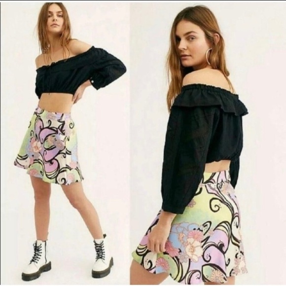 Free People Phoebe Print Mini Skirt - Picture 1 of 6
